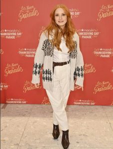 Jessica Chastain showcasing her jaw-grazing copper bob hairstyle during Taylor Swift's wedding weekend, highlighting one of the season's biggest celebrity hair transformations.
