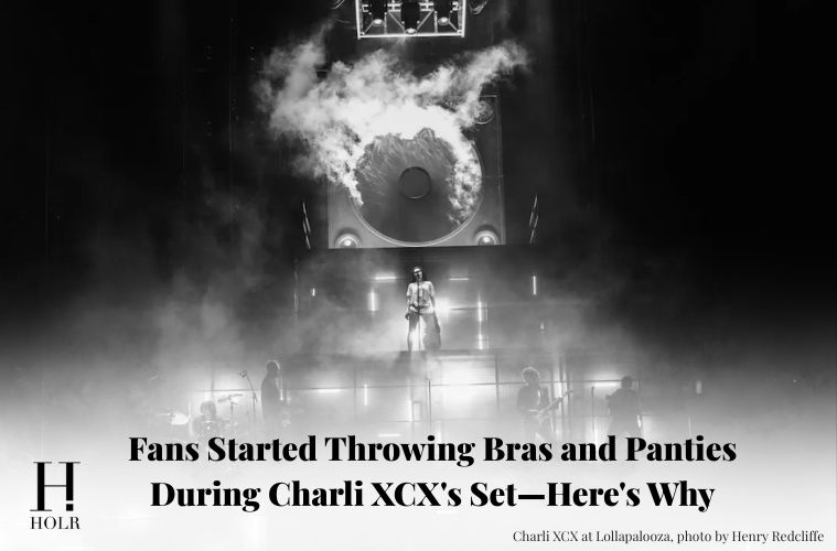 Bras and panties fly through the air as Charli XCX performs "Guess" during her Lollapalooza set.