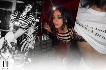 Charli XCX celebrates her 33rd birthday with a black birthday cake during a party with friends.
