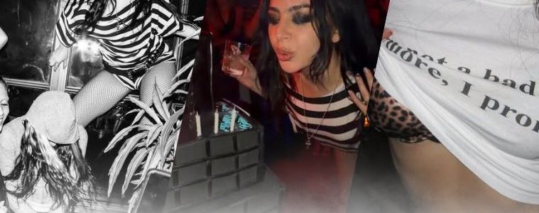 Charli XCX celebrates her 33rd birthday with a black birthday cake during a party with friends.