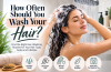 Woman washing her hair in the shower as part of a healthy hair-care routine