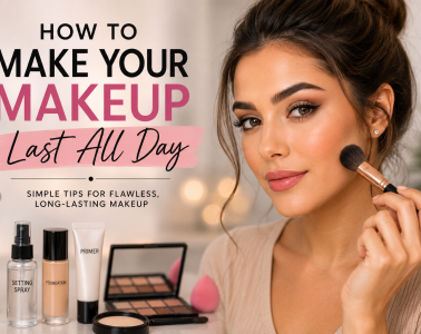Woman applying makeup as part of a long-lasting makeup routine