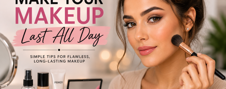 Woman applying makeup as part of a long-lasting makeup routine