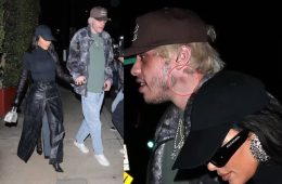 Kim Kardashian and Pete Davidson leave a Santa Monica dinner date in 2021 as Davidson appeared to have a mark on his neck.