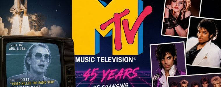 The iconic MTV logo celebrating the network's launch anniversary.