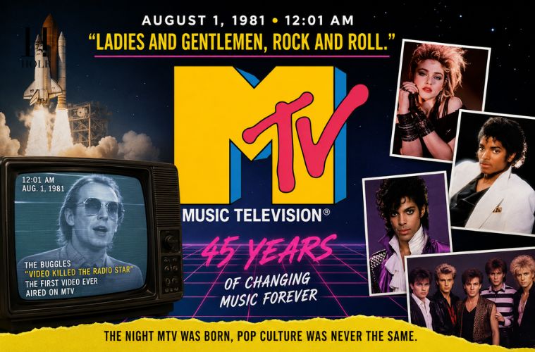 The iconic MTV logo celebrating the network's launch anniversary.