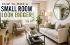 Bright and stylish small living room designed to feel more spacious with mirrors, light colours and smart furniture