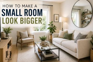 Bright and stylish small living room designed to feel more spacious with mirrors, light colours and smart furniture