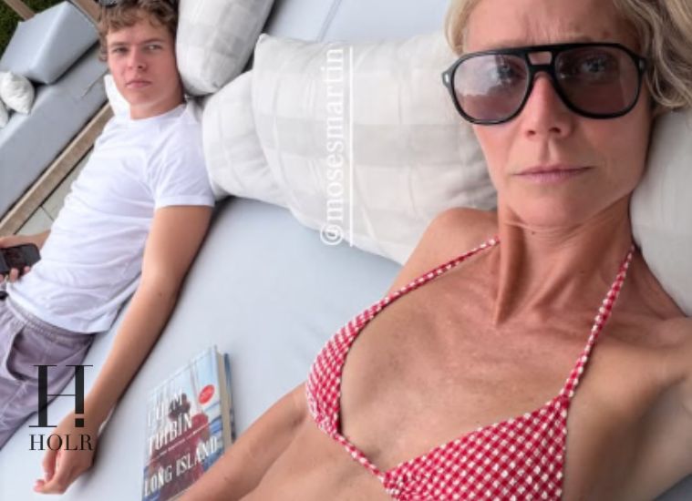 Gwyneth Paltrow enjoys a sunny day with son Moses Martin following his relationship announcement.