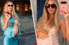 Pregnant Call Her Daddy host Alex Cooper shows off her baby bump in a blue satin outfit while posing in New York City.