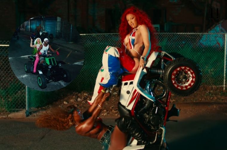 Cardi B in her AH HA music video filmed in Brooklyn with Kash Doll.
