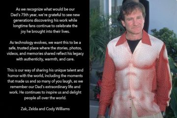 Robin Williams in a photo as his children Zak, Zelda and Cody revive his official Instagram account to preserve his legacy.