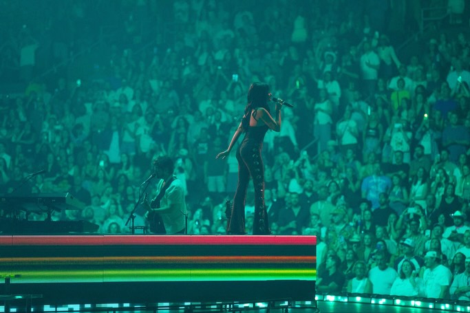 Kacey Musgraves performs during her sold-out Middle of Nowhere Tour concert at TD Garden in Boston.