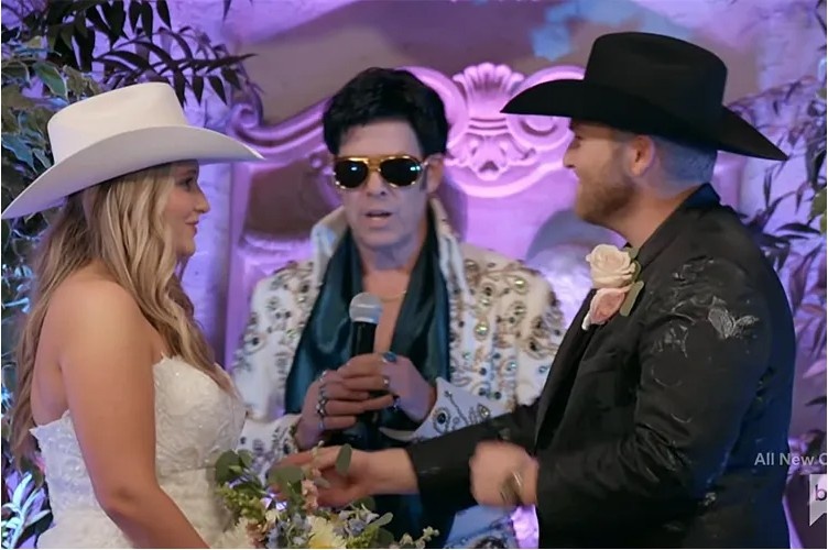 Cole McBee and Kacie Adkison celebrate after their surprise Las Vegas wedding during The McBee Dynasty: Real American Cowboys.