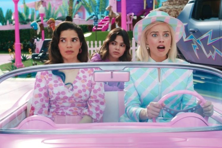 Margot Robbie and Ryan Gosling as Barbie and Ken in the 2023 Barbie film.