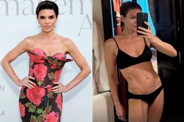 Lisa Rinna poses in a black bikini while sharing an empowering message about strength, confidence, and healthy aging.