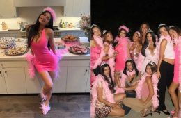Kylie Jenner celebrates her 29th birthday at her Princess Kitty-themed party featuring pink decorations and glamorous birthday details.
