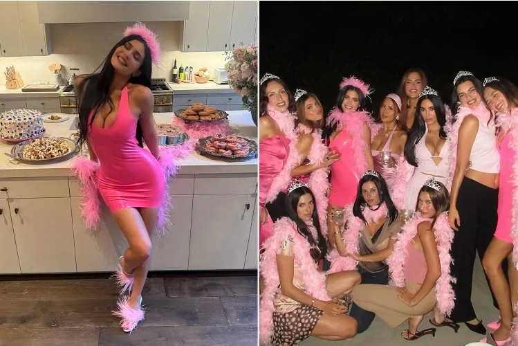 Kylie Jenner celebrates her 29th birthday at her Princess Kitty-themed party featuring pink decorations and glamorous birthday details.