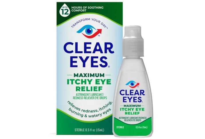 Clear Eyes Maximum Itchy Eye Relief eye drops subject to a nationwide recall over potential contamination and sterility concerns.