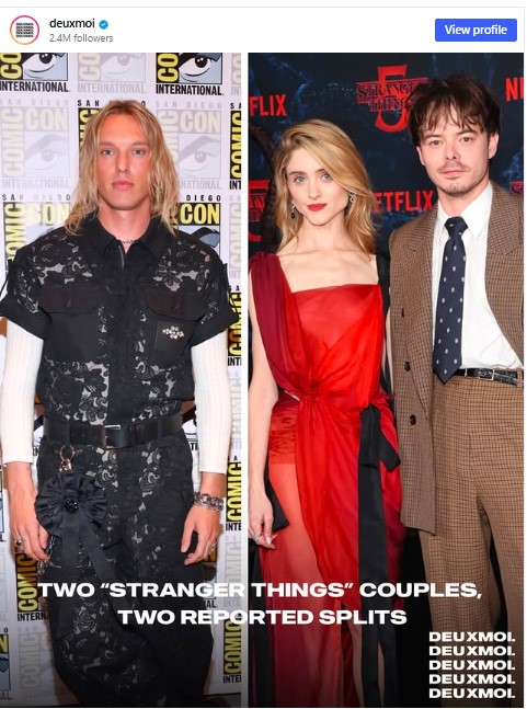 Natalia Dyer and Charlie Heaton at a Stranger Things event amid unconfirmed breakup rumors.