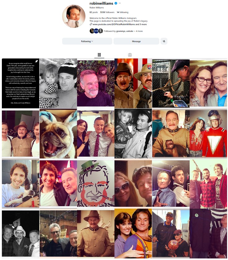 Robin Williams’ Children Revive His Instagram