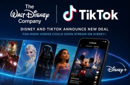 Disney and TikTok logos representing their new partnership to bring selected fan-made TikTok videos and creator content to Disney+.