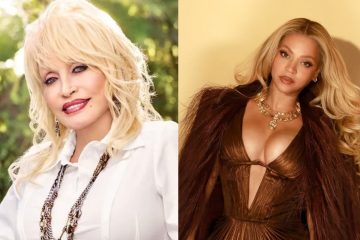 Beyoncé and Dolly Parton pictured during their musical collaboration as Beyoncé pays tribute to the late country music icon.