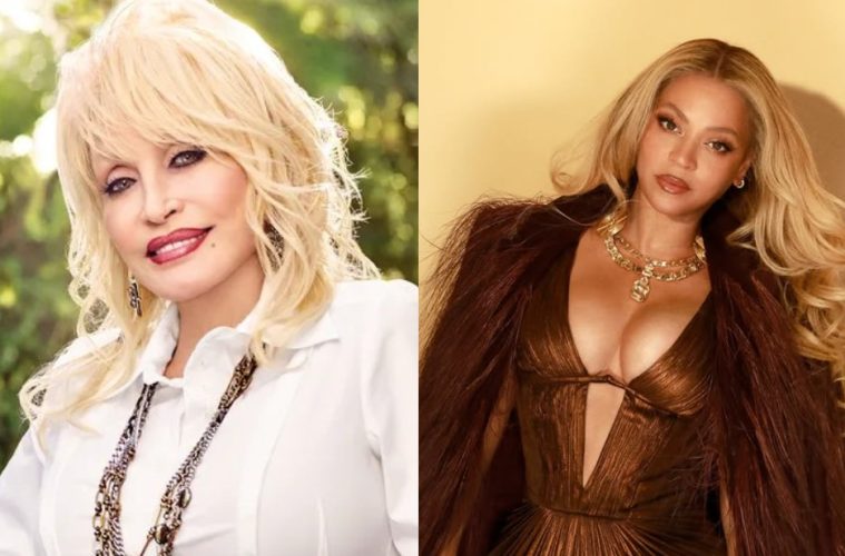 Beyoncé and Dolly Parton pictured during their musical collaboration as Beyoncé pays tribute to the late country music icon.