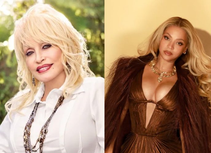 Beyoncé and Dolly Parton pictured during their musical collaboration as Beyoncé pays tribute to the late country music icon.