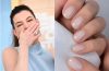 Anne Hathaway showcases short, glossy coconut water nails with a sheer creamy finish and subtle shine.