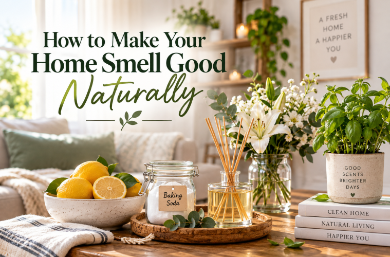 Fresh and inviting home interior with flowers, herbs and natural home fragrance