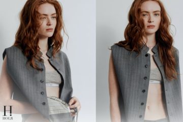 Sadie Sink wearing a Calvin Klein Collection pinstripe suit