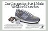 Vintage New Balance advertisement featuring a gray sneaker