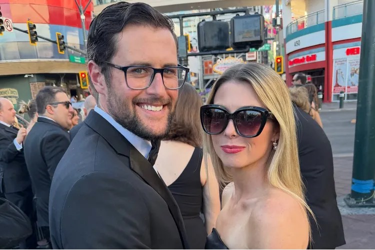Jake Reiner and Maria Gilfillan appear together in a photo following their August 2026 wedding.