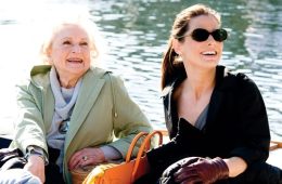 Sandra Bullock and Betty White share a lighthearted moment in a still from The Proposal.