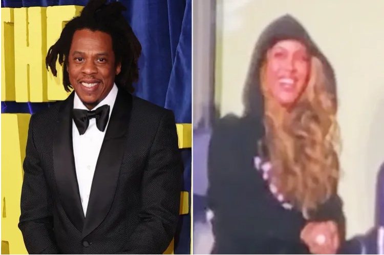 Jay-Z and Beyoncé are celebrated during a London concert as the rapper surprises his wife with a birthday singalong and fireworks.